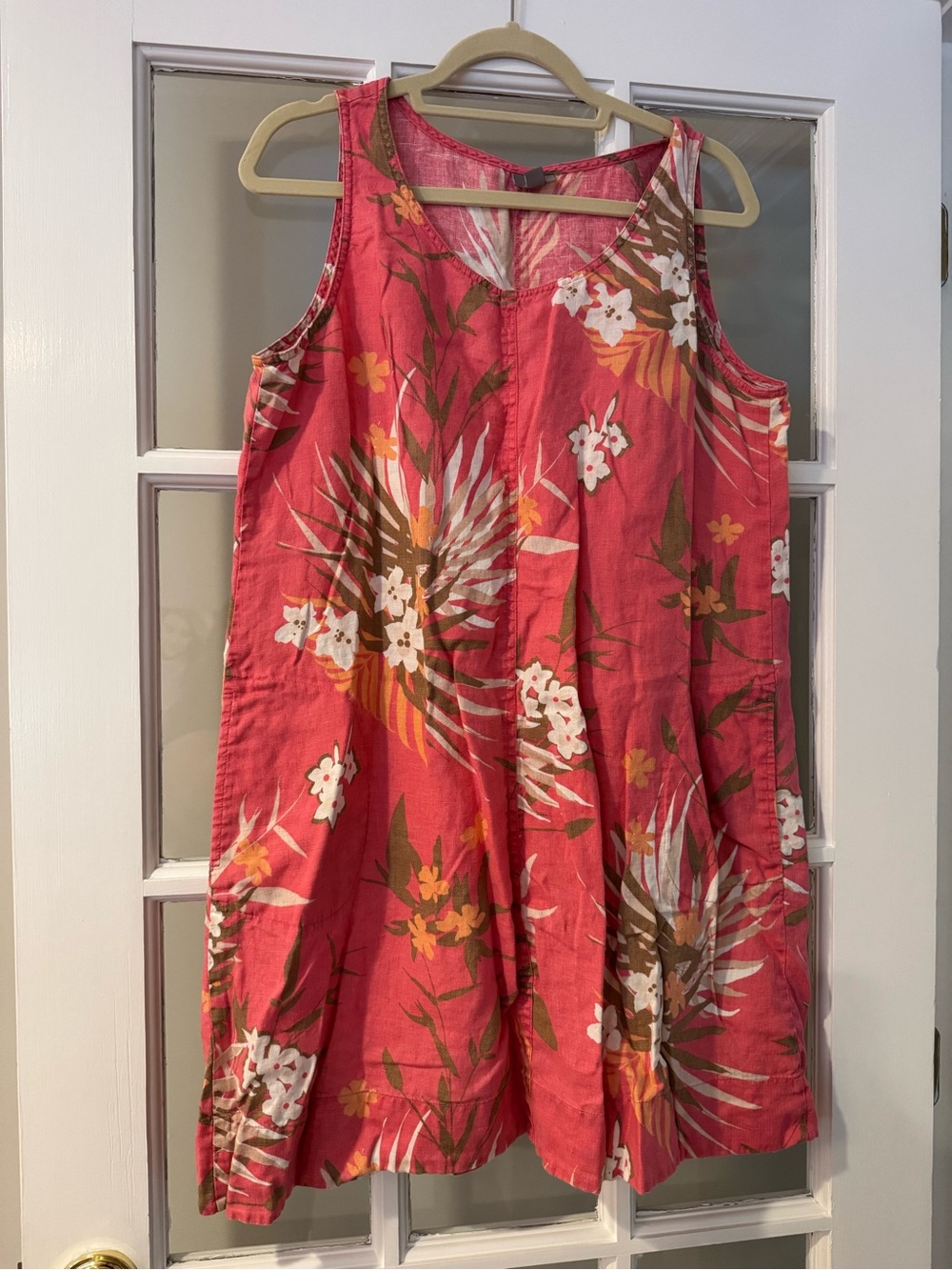 J.Jill Linen Pink Tropical Floral Sleeveless Dress
